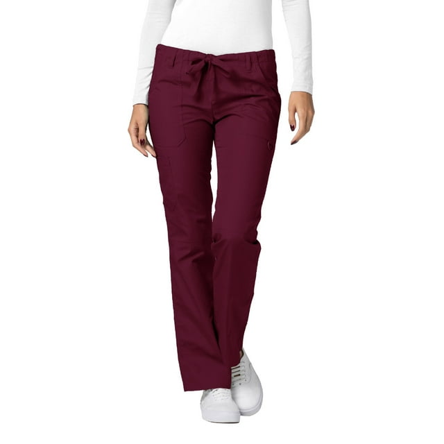 Adar Pantalon d'Uniforme pour Femmes à Jambe Droite, à Cordon, Popeline Durable, Noir