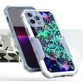 thumbnail image 2 of Case and Pouch Bundle for iPhone 14: Heavy Duty Armor Rugged Case (Teal Galaxy Mandala) and Vertical Nylon Fabric Belt Holster (Grey), 2 of 9