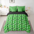 thumbnail image 2 of Feelyou Green Pixelate Miner Comforter Set 7pcs, Retro Video Game Queen Bedding Sets, 2 of 8