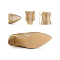 thumbnail image 2 of BLISSFUL STEP Glitter Pointed Toe Block Heel Ankle Boots for Women Gold 10, 2 of 6