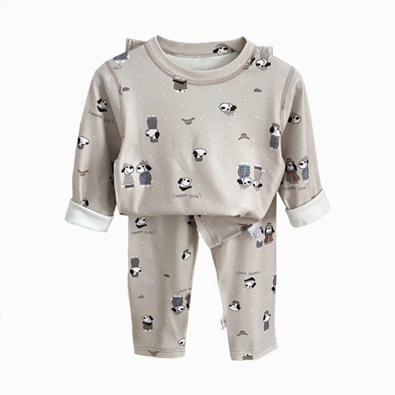 masbird Toddler Baby Boy Girl Pajamas Set Kids Sleepwear 2 Pcs Pjs Long Sleeve Top and Pants Jammies Sets Fall Winter 6-12 Months 12-24 Months 2t 3t 4t 5t 6t 7t 8t 9t(Khaki,11-12 Y)