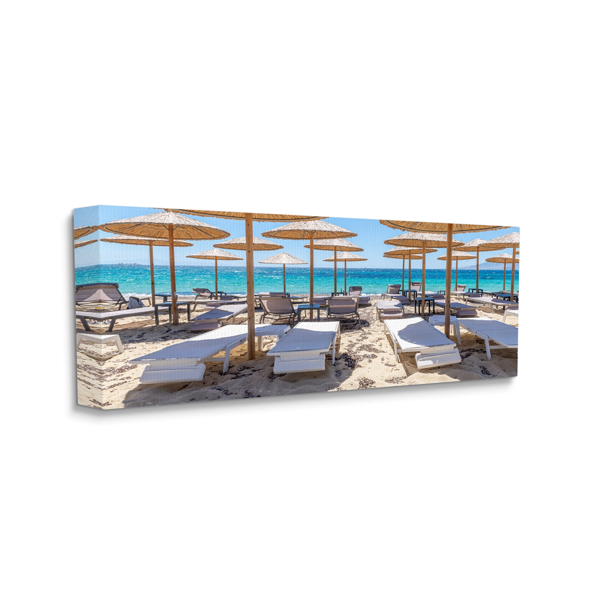 Stupell Industries Bamboo Beach Umbrellas Landscape Photography Gallery Wrapped Canvas Art Print Wall Art, 40 x 17