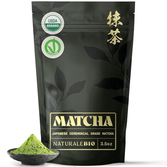 NaturaleBio Matcha Green Tea Powder Ceremonial Grade Organic 3.5 oz