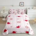 thumbnail image 2 of Erosebridal Ensemble de Literie Rose avec Nœud Papillon, Ensemble de Couette Simple, Imprimé Cœur d'Amour, Couette en Duvet avec Ailes, Décor de Princesse Rêveuse, Réversible, Léger, 2 Pcs, 2 of 7