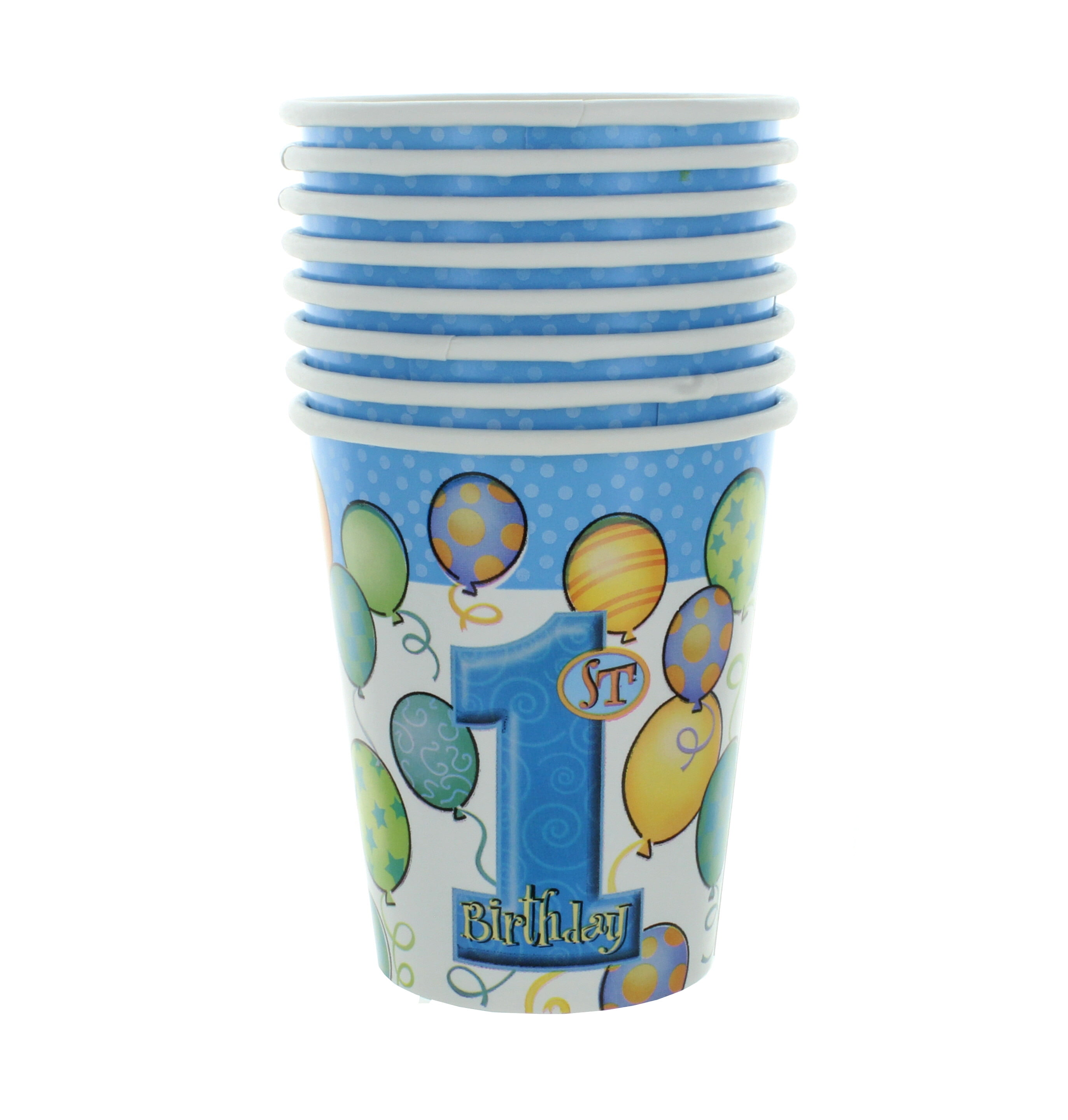 9oz Paper Blue Balloons 1st Birthday Cups, 8ct - Walmart.com