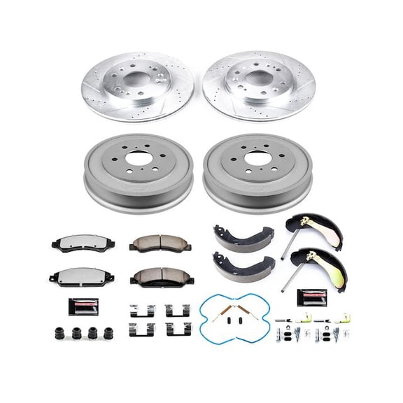 Front and Rear Brake Pad Rotor Shoe Drum Kit - Compatible with 2005 - 2006 Chevy Silverado 1500