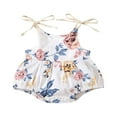 thumbnail image 2 of Baby Girl Flower Print  Neck Bow Lace-Up Suspender Romper, 2 of 6