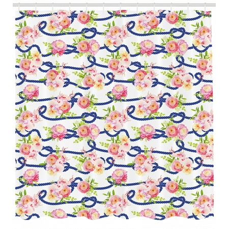 Navy And Blush Shower Curtain Twisted Blue Marine Rope And