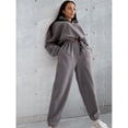 thumbnail image 4 of Conjunto Deportivo de Dos Piezas para Mujer: Sudadera con Media Cremallera y Pantalón Deportivo Holgado con Bolsillos Gris S, 4 of 7