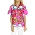 thumbnail image 5 of LA LEELA Women's Beach Funny Santa Claus Party Blouse Shirt Tops Button Down Shirts Christmas Tree Hawaiian Blouses for Women S Xmas Gifts, Pink, 5 of 7