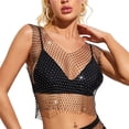 thumbnail image 1 of Wangsaura Women Rhinestone Mesh Tank Top, Sleeveless Crew Neck/V-neck Shiny  Tops, 1 of 5