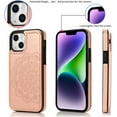 thumbnail image 6 of Design for iPhone 14 Plus Case with Tempered Glass Screen Protector Credit Card Holder Slot, PU Leather Wallet Phone Cases Kickstand Protective Cover for iPhone14plus iP14+ Women 6.7" Rose gold, 6 of 14