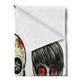 thumbnail image 2 of Day of the Dead Soft Flannel Fleece Blanket, Skull Human Heads with Happy Faces Floral and Geometric Shaped Eyes Print, Cozy Plush for Indoor and Outdoor Use, 50" x 70", Multicolor, by Ambesonne, 2 of 5