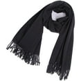 thumbnail image 4 of Puntoco Clearance Women'S Winter Warm Scarf Solid Color Scarf Tassel Knitted Scarf Black, 4 of 5