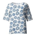 thumbnail image 4 of LQCMBYF Short Sleeve Shirts for Women Linen Shirts for Women 3/4 Sleeve Crewneck Oversized T Shirts Dressy Loose Casual Blouses Trendy Summer Tunic Tops 2024 Women Shirts (Sky Blue,S), 4 of 5