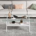 thumbnail image 4 of Holaki Rectangle Glass Coffee Table with Tempered Glass, Modern Center Table with Storage Shelf & Iron Legs for Living Room, 4 of 8