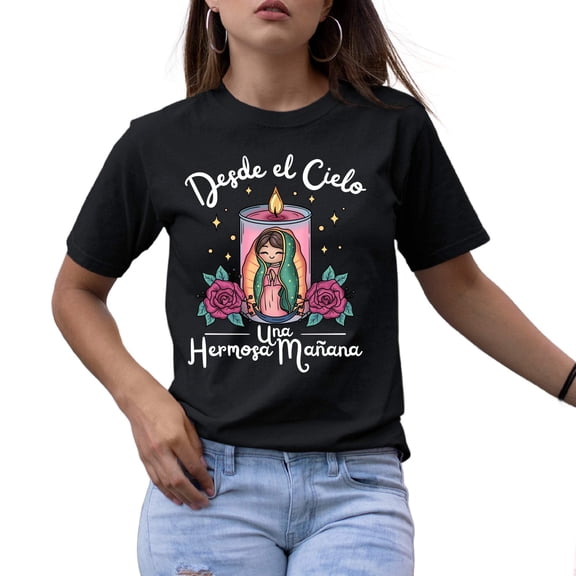 Desde El Cielo Virgencita T-Shirt, Black, Karla Giselle