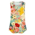 thumbnail image 6 of Delliss Womens Summer Dressy Plus Size Tank Tops Sleeveless Flower Print T Shirt Loose Fit Tunic Blouses S-3XL, 6 of 7