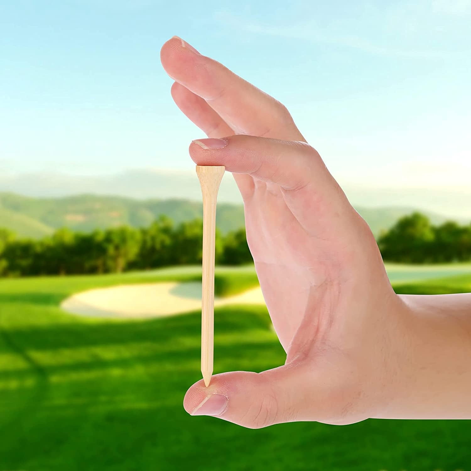 Bamboo Golf Tees 100 PCS, 42mm/54mm/70mm/83mm Length, Durable Golf Tees for Golf Course
