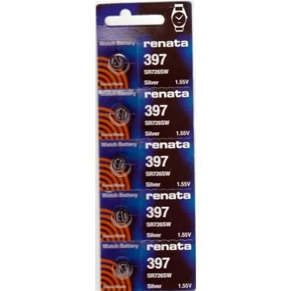 Renata 397 Button Cell watch battery, 5 Batteries