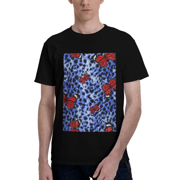 Bingfone Abstract Colorful Butterflies Men'S Loose Fit Short-Sleeve Pocket T-Shirt