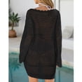 thumbnail image 4 of SELONE Swim Suit Coverup for Women Crochet Dresses Long Sleeve Cutout Bathing Suit Off Shoulder Ruffled Clothes Black M, 4 of 5