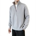 thumbnail image 2 of JTieacloth Mens Cardigan Sweater Outwear Mens Sweater Solid Color Stand Collar Casual Simple Jacket Top(Gray), 2 of 6