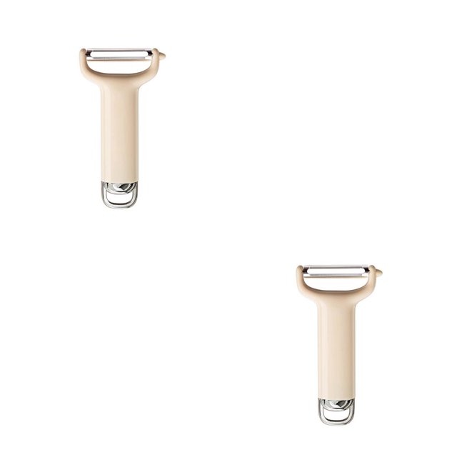 Yuarrent Pelador de frutas, pepino, , zanahoria, cocina, cortador DIY, ensalada colgante, afilado, Peeling, Parer, lavable, hogar, Beige Beige 2Conjunto