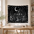 thumbnail image 5 of Black and White Crescent Moon Cottage in Enchanted Forest, Mystical Gothic for Fantasy Lovers, Monochrome Fairy Tale Art, Halloween Gift Tapestry Wall Hanging for Bedroom and Living Room, 5 of 7