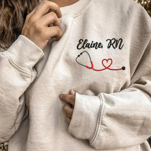 Custom Embroidered Nurse Sweatshirt, Personalized RN, Nursing Student, RN Christmas, Unisex Sweatshirt LINHKHA