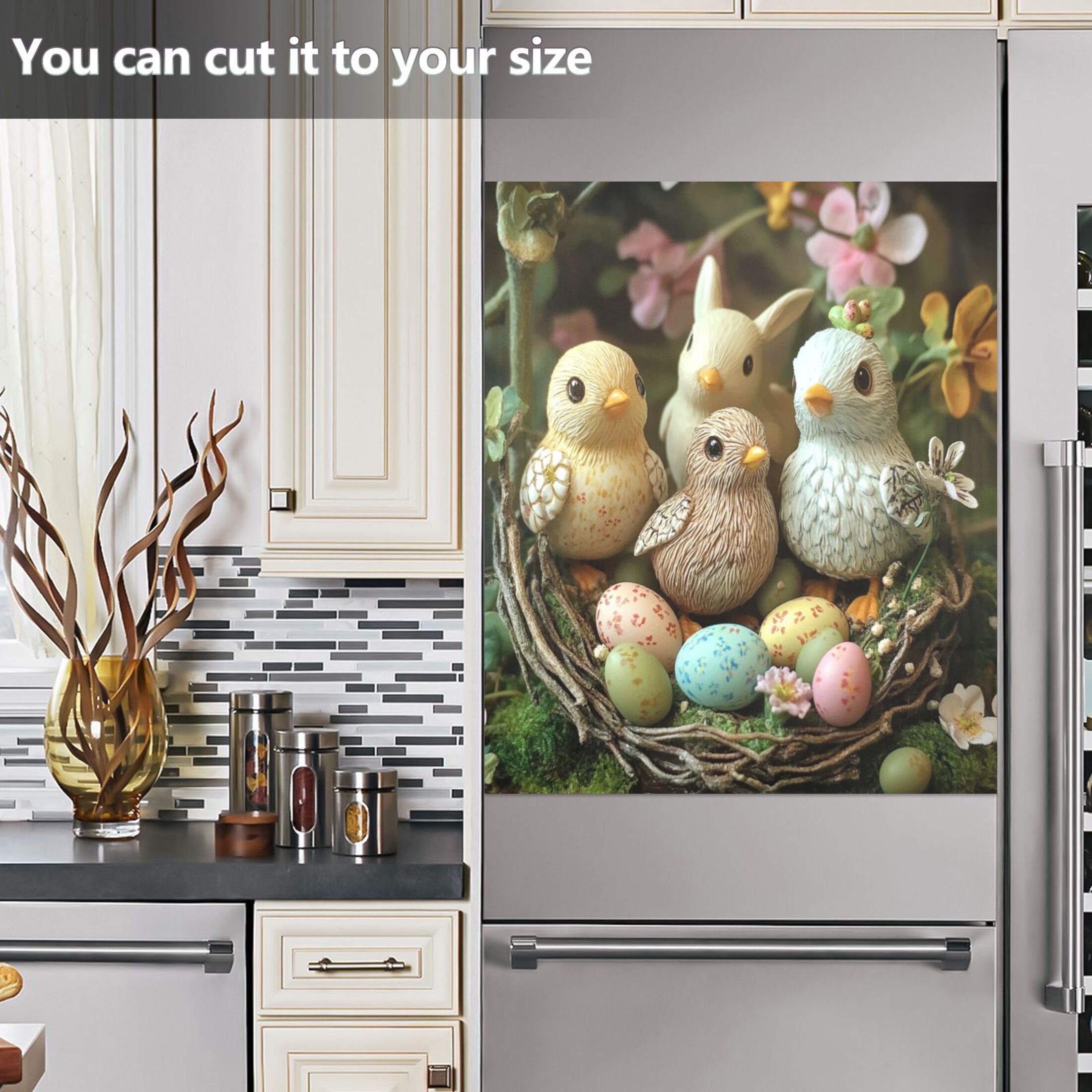 Dishwasher Magnetic Sticker 23x26 Inch Refrigerator Magnetic Sticker Washing Machine Magnetic Sticker Kitchen Panel Magnetic Sticker Home Decor Easter Birds and Eggs