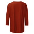 thumbnail image 4 of 3/4 Length Sleeve Womens Tops Fashion Solid Shirts Trendy Casual Crew Neck Blouses Summer Ladies Loose Comfy Tees Ladies Going Out Tops, 4 of 5