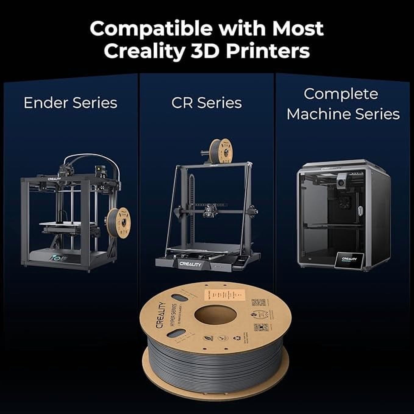 Creality Hyper 1.75mm ABS Filament for High Speed 3D Printer - 1kg/2.2lbs per Spool - Grey 1 Unit per pack