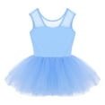 thumbnail image 5 of TiaoBug Kids Girls Mesh Spliced Ballet Tutu Dress Cutout Back Gymnastics Skirted Leotard Ballerina Dancewear Light Blue 4, 5 of 7
