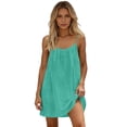 thumbnail image 2 of Backless Cami Dress for Women Spaghetti Strap Summer Flowy Midi Sundress Cotton Beach Lounge Dress Turquoise S, 2 of 9