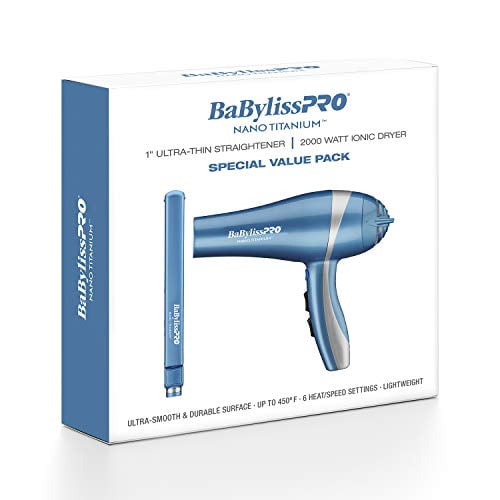 BaBylissPRO BNTPP15 Nano Titanium - Plancha alisadora y secador iónico de pelo
