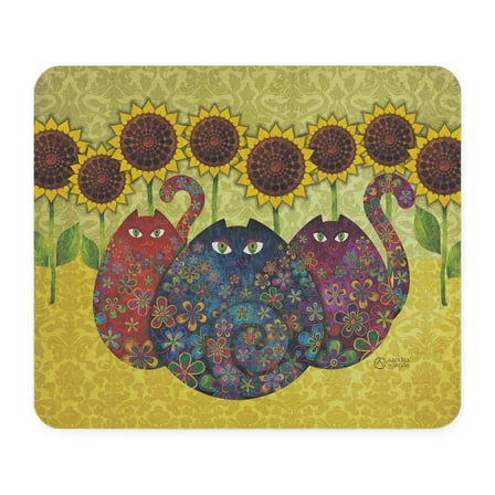 CafePress - Cats With Sunflowers Mousepad - Non-slip Rubber Mousepad, Gaming Mouse Pad