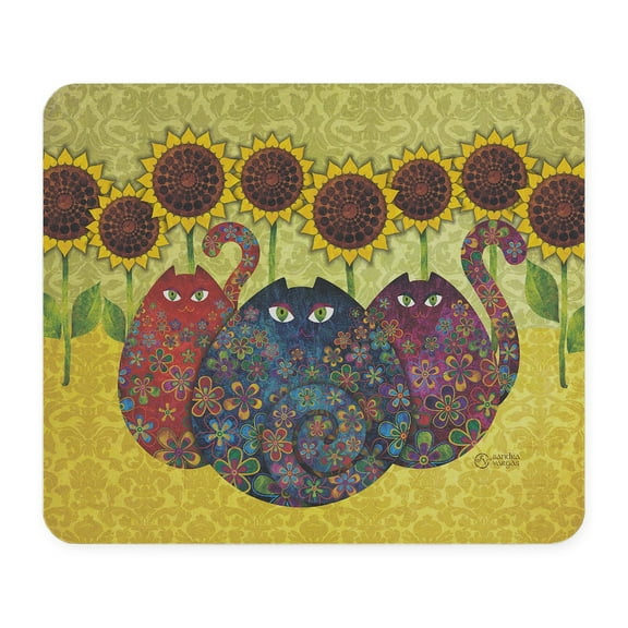 CafePress - Cats With Sunflowers Mousepad - Non-slip Rubber Mousepad, Gaming Mouse Pad