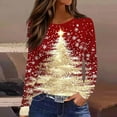 thumbnail image 6 of Long Sleeve Shirts for Womens 2025 Christmas TShirts Casual Trendy Xmas Tree Printing Blouses Soft Crewneck Christmas Shirt Pullover Tops, 6 of 9