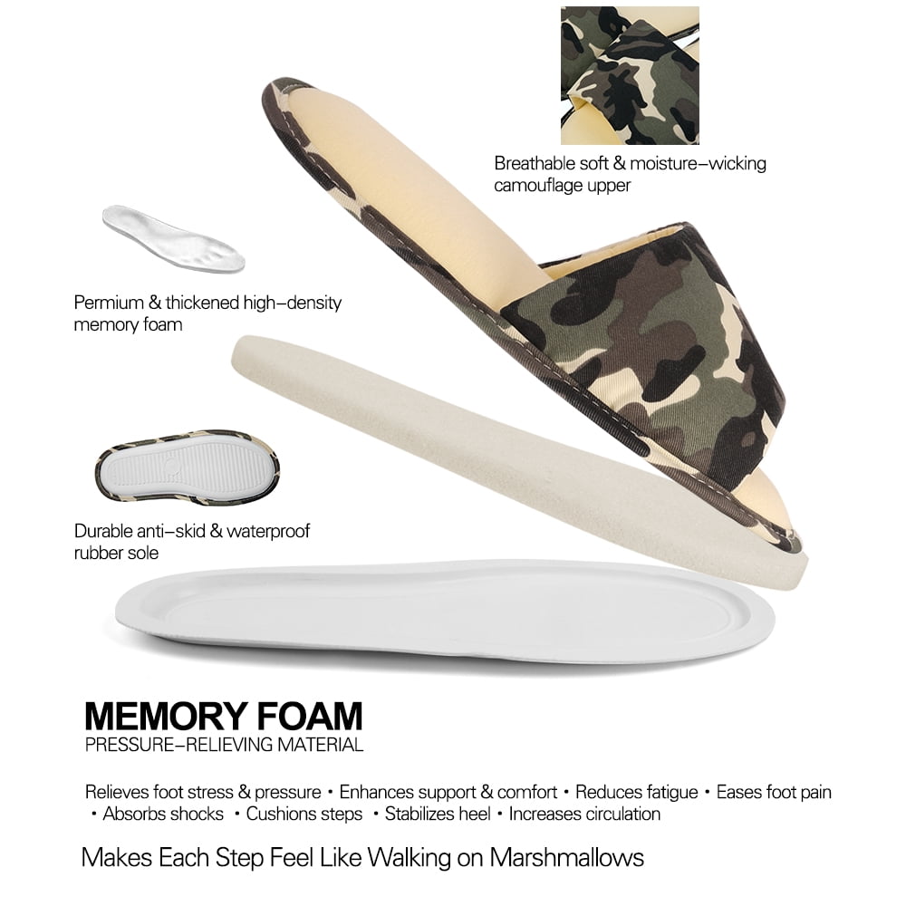 Lightweight Women’s Camouflage Memory Foam Slippers with Arch Support