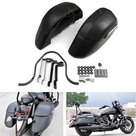 MotorGenic Universal Classic Motorcycle Hard Bags Saddlebags & Heavy Duty Mounting Kit