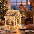 thumbnail image 2 of Christmas House Pearl Art Kit with LED Lights, Diy Bead Craft for Adults and Festive Tabletop Ornament Decor, 2 of 7
