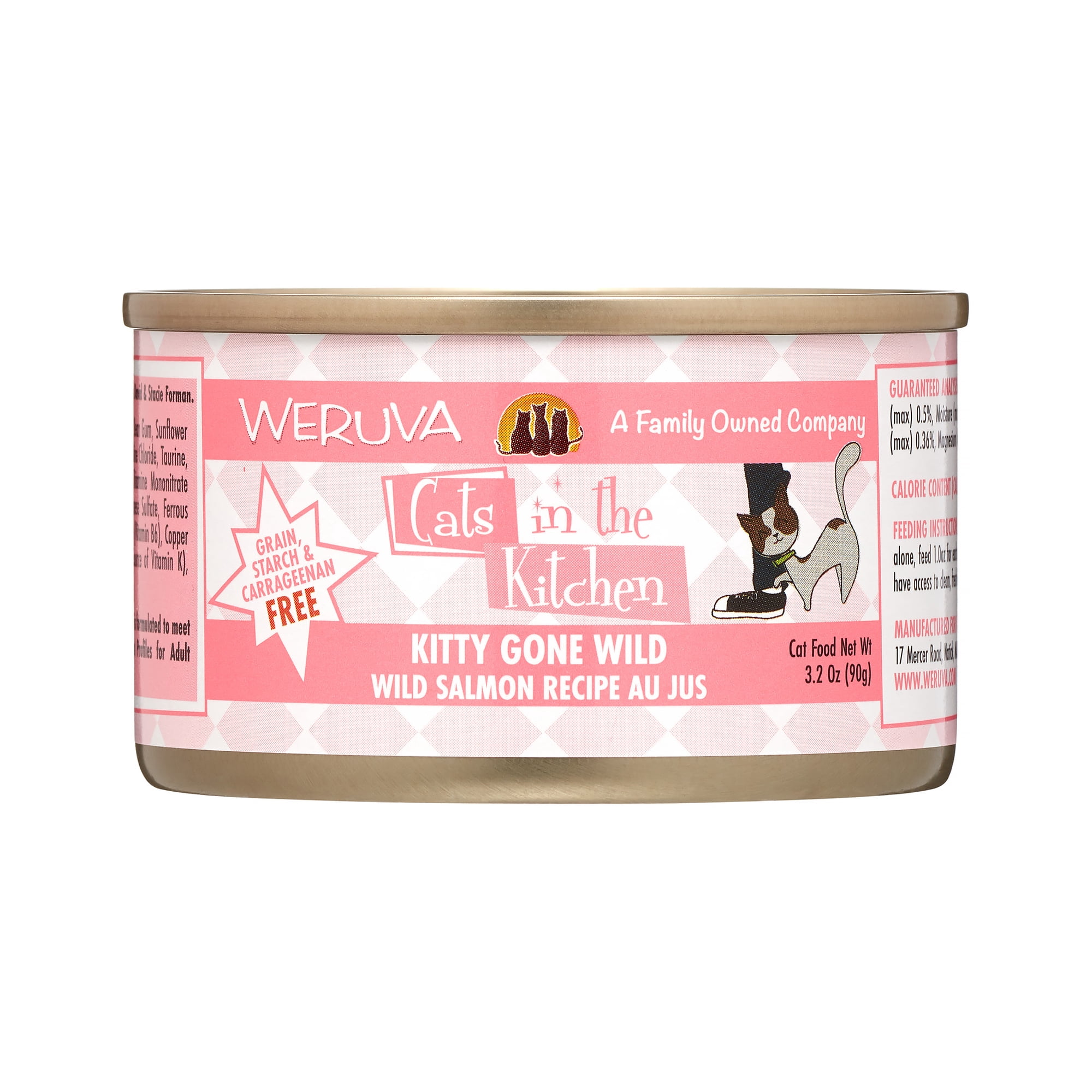 Weruva Cats in the Kitchen Grain-Free Kitty Gone Wild Wild Salmon Recipe Wet Cat Food, 3.2 Oz, 24 Ct