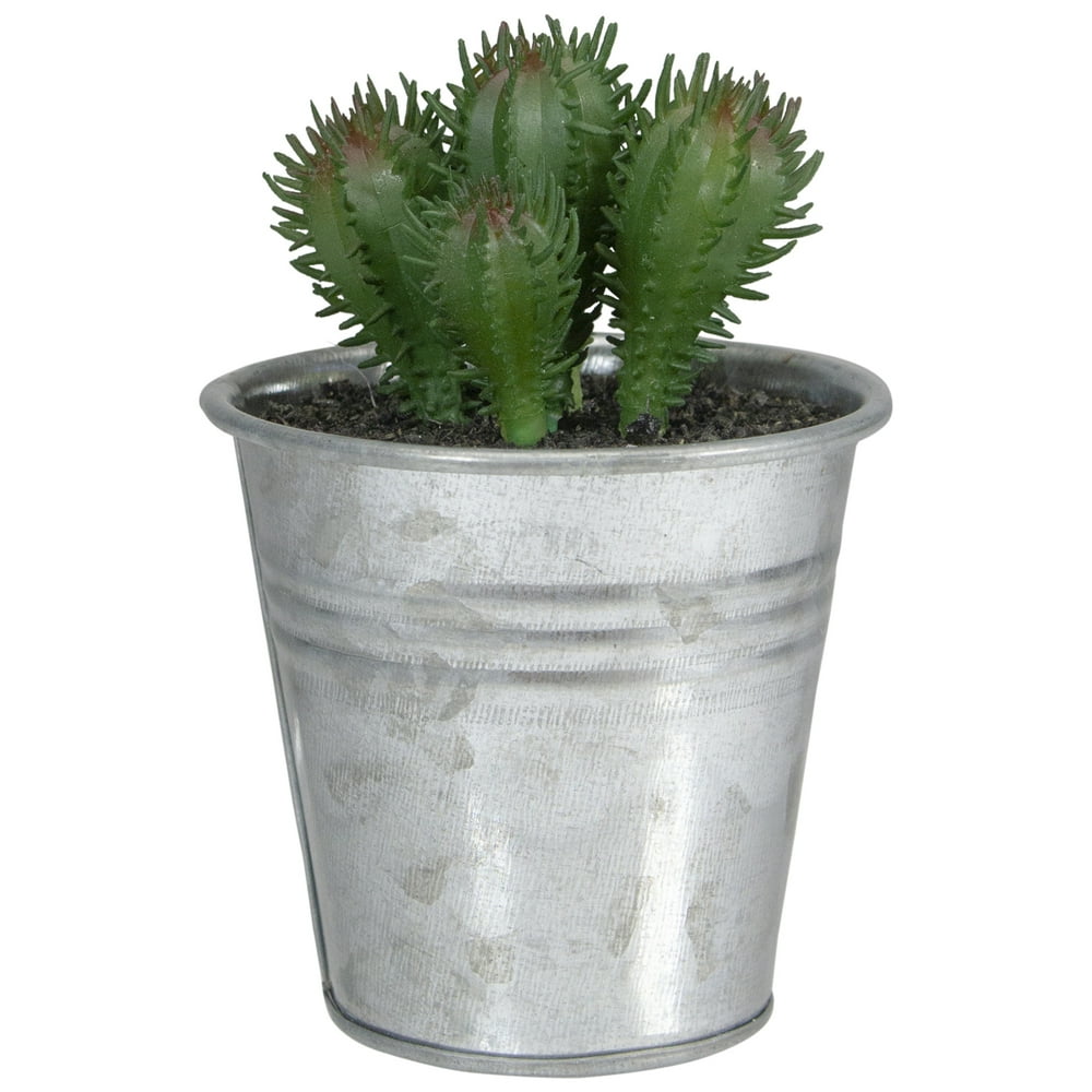Northlight 3.5" Tropical Cactus in Tin Pot Artificial Potted Plant