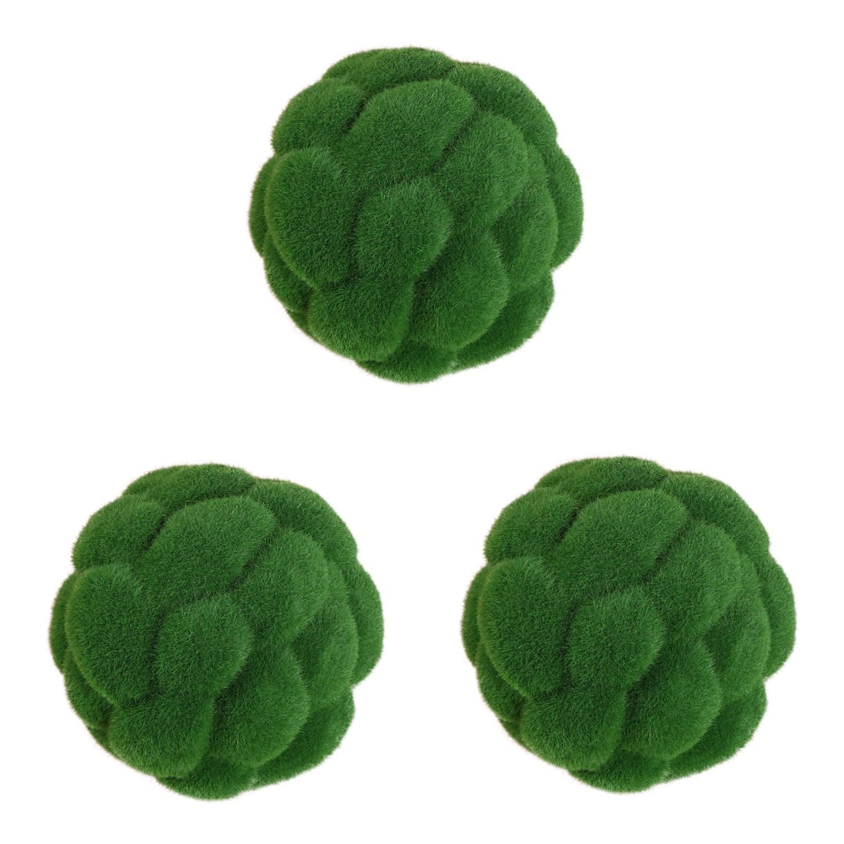 HEATSHAKING Garden Ornament Sphere Moss Ball Plastic Flocking 3Pcs 4x4x5in