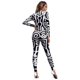 thumbnail image 5 of Mono con estampado de líneas blancas para mujer, traje de arte abstracto, traje de fiesta para mujer, traje de licra para fitness, 5 of 5