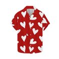 thumbnail image 4 of MOJOGO Men's Heart Print Tops Loose Short Sleeve Shirt Lightweight Fashion Spring Summer Tops Button Down Shirts Red 3XL, 4 of 5