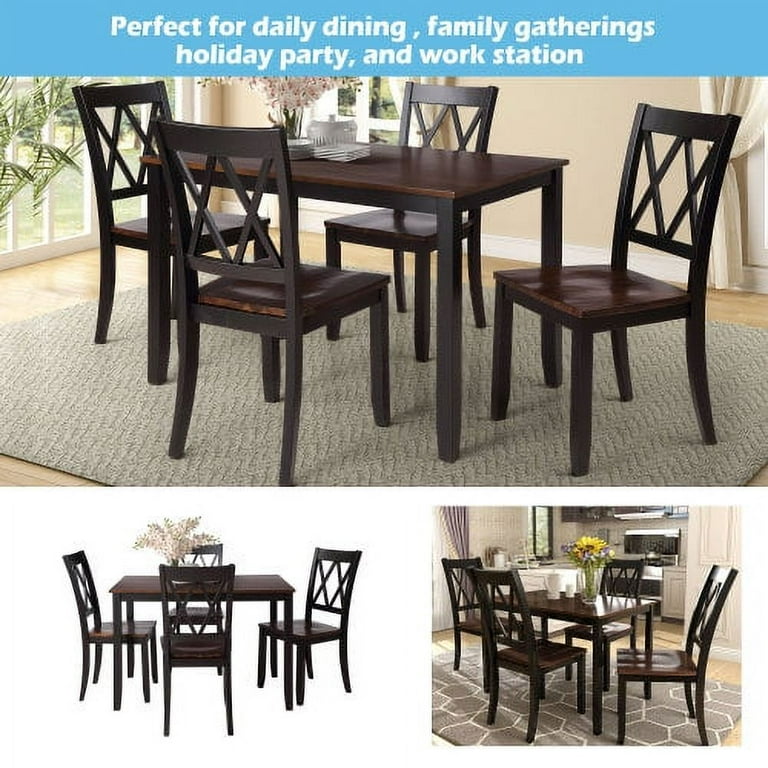 KOFUN 5 Piece Kitchen Table Set Dining Table Set for 4 People Kitchen Table Set with Chair for 4 Heavy Duty Wooden Dining Room Table Set for Home