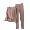 thumbnail image 2 of ylioge Womens Modal-Pajama Sets Plus Size M-5X 2 Piece Loungewear Outfits Ladies Casual Solid Color Long Sleeve Tops and Pants Homewear Yoga Pajamas, 2 of 5