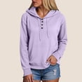 thumbnail image 2 of UngA Womens Hoodie Long Sleeve Shirts Fall Fashion V Neck Sweatshirts with Buttons Casual Trendy Pullover Tops Oversized Hoodie Women (Purple,S), 2 of 7